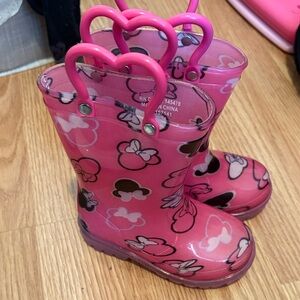 Pink Kids' Rain Boots with Cartoon Design